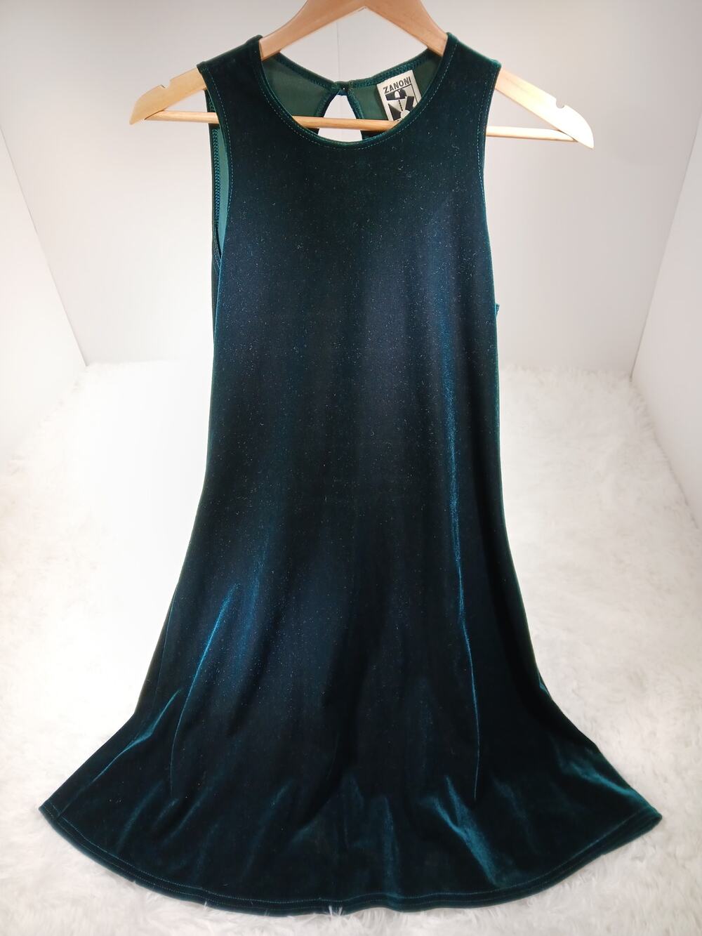 Zanoni by Jalete Vintage 90's Sleeveless Emerald Green Velvet Dress- Size Medium